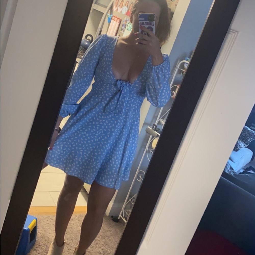 EUC WORN ONCE Light blue patterned dress